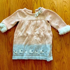 Janie and Jack sweater dress with fur cuffs 3-6 month
